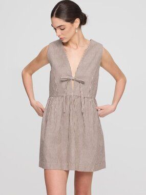 Paper Tel Aviv Buba Women's Mini Dress Striped Printed Tie Front L